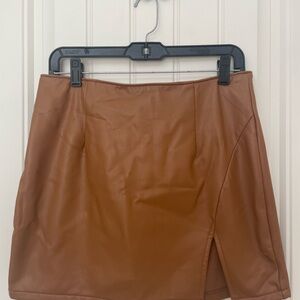 Brown Leather Mini Skirt